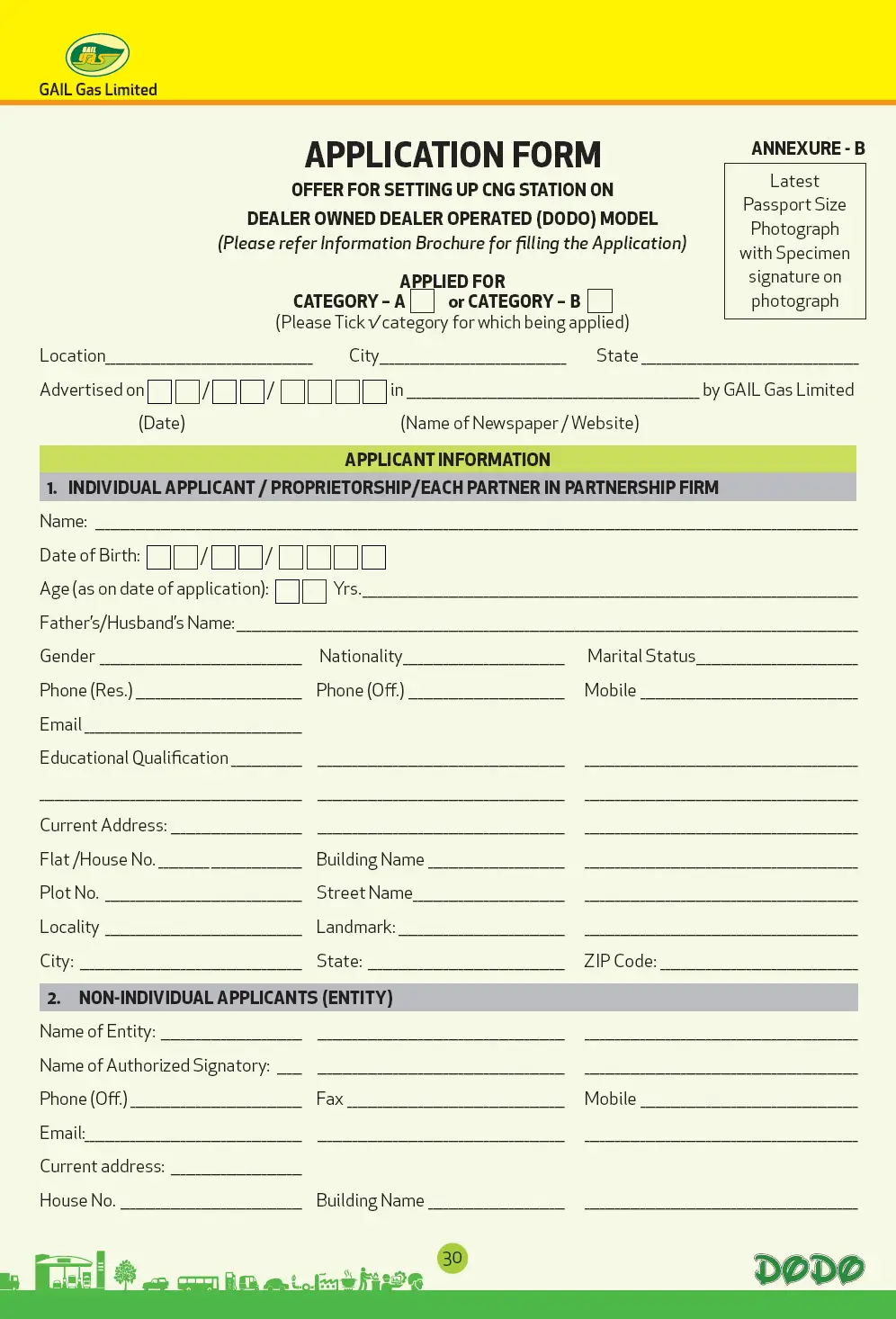 Gail gas CNG dealership application form