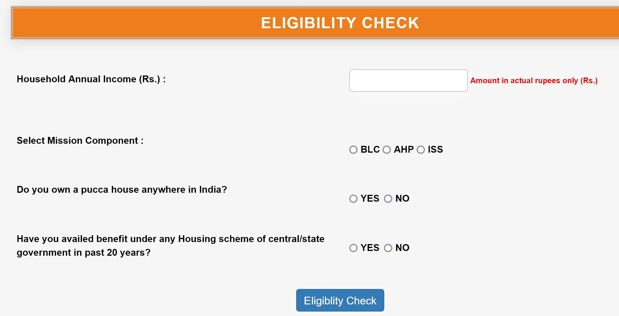 PMAY Eligibility Check