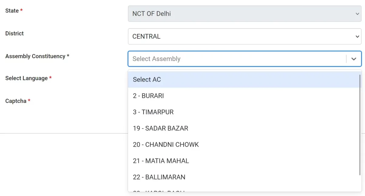 Select Assembly Constituency