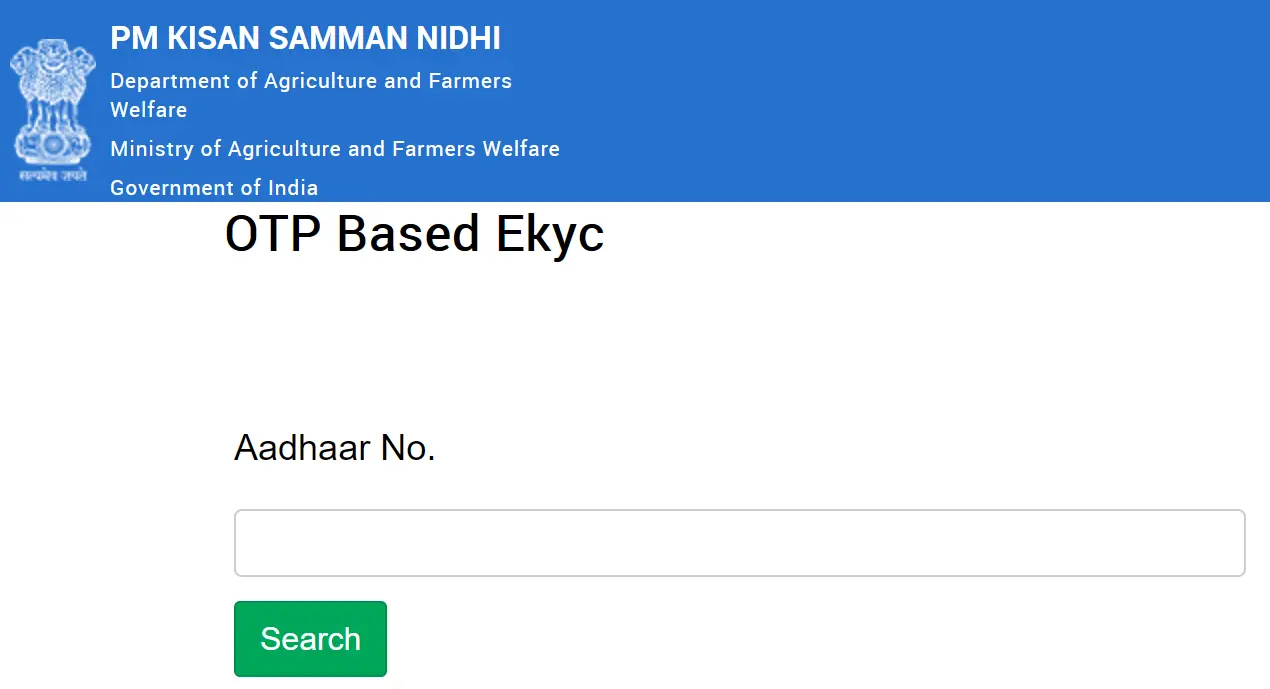 PM Kisan OTP Based Aadhaar eKYC