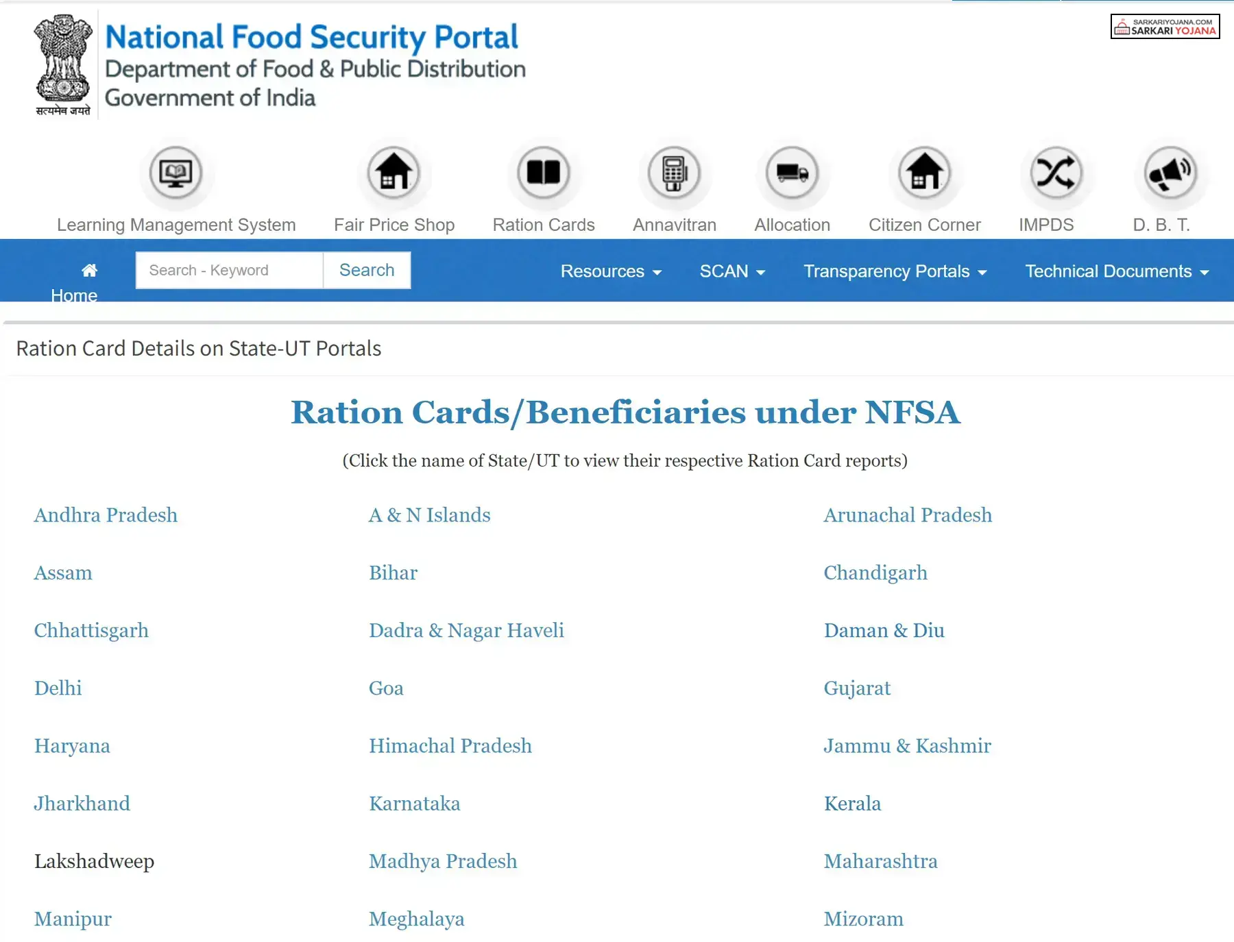 NFSA Ration Card Portal
