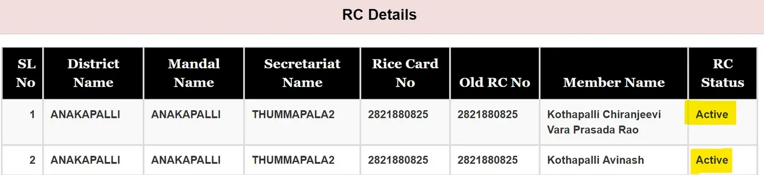 AP Ration Card Status