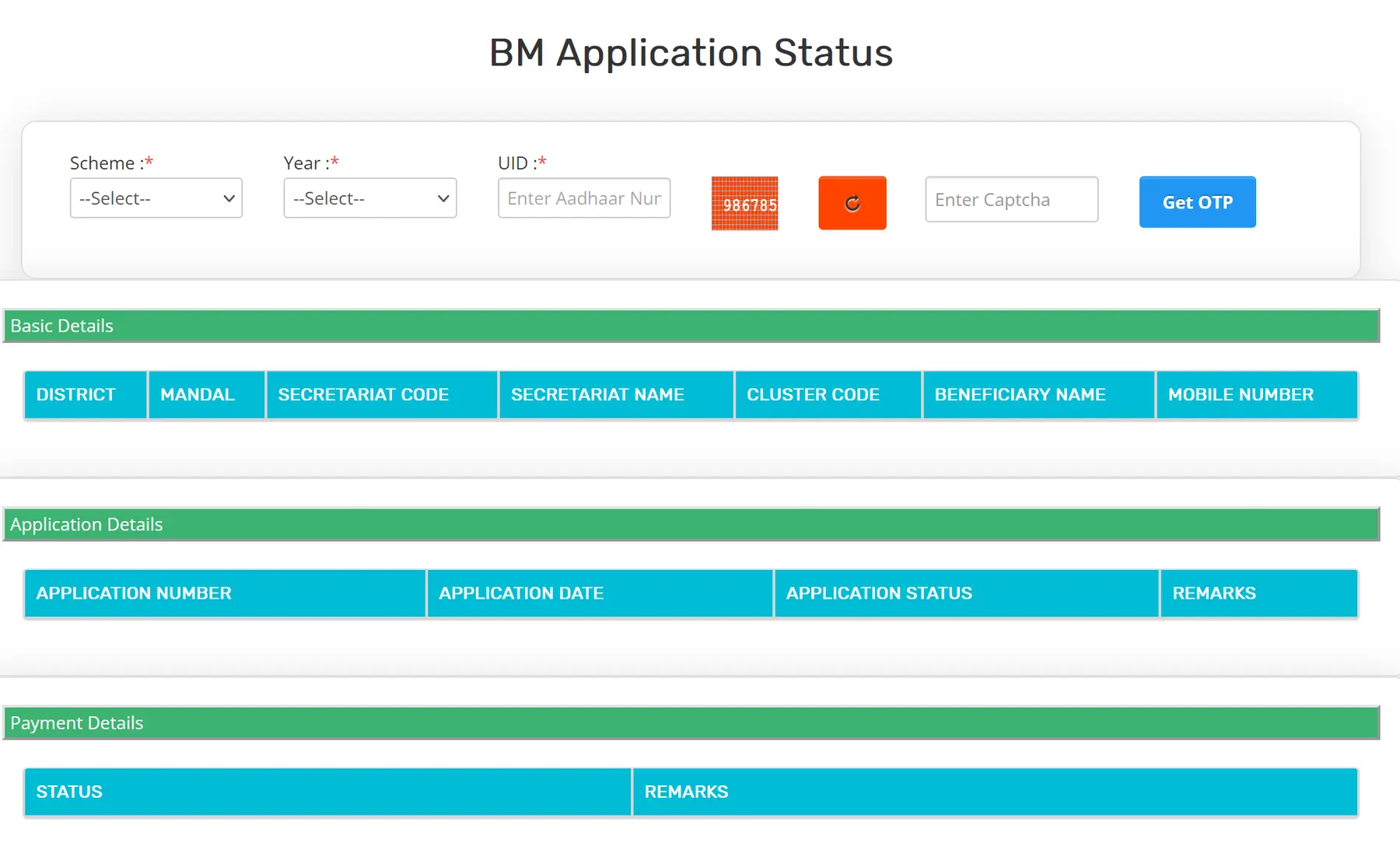 NBM Application Status Page