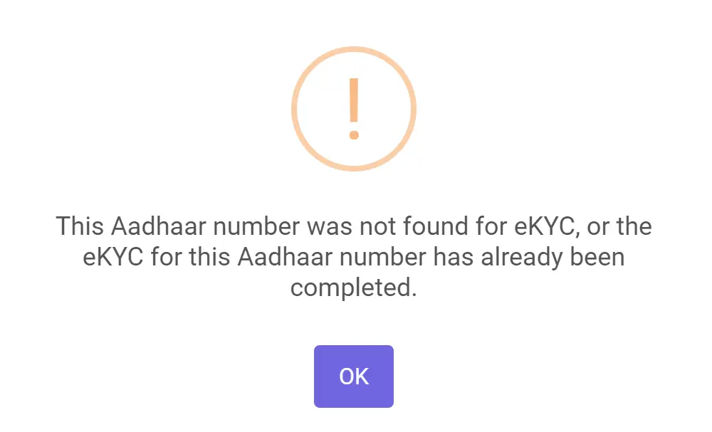 eKYC Already Completed Message
