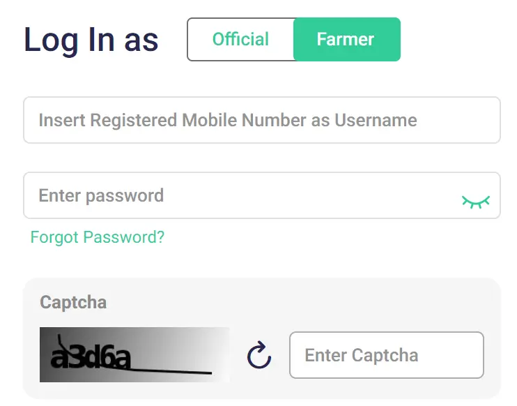 Farmer Login Page