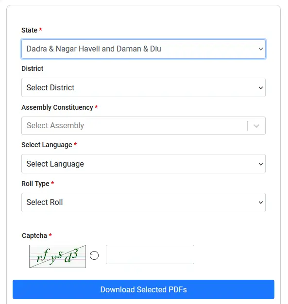 Dadra Nagar Haveli Voters List