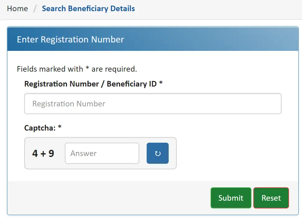 Enter Registration & Captcha