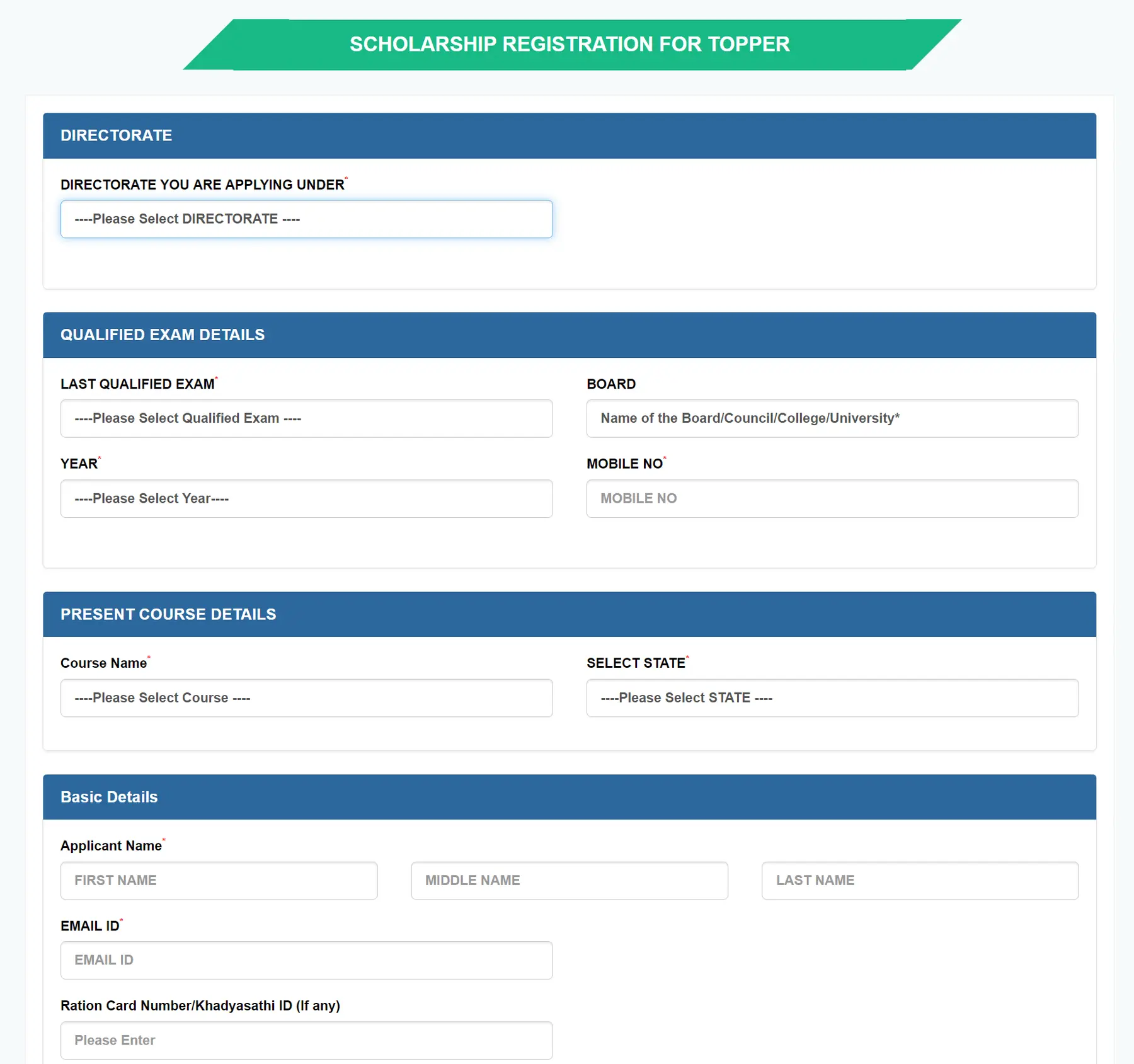 Online Application Form