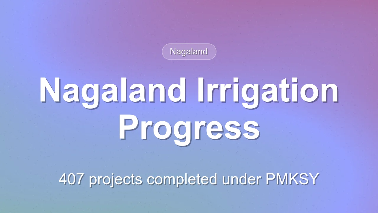 Nagaland Achieves Milestone in Irrigation Projects