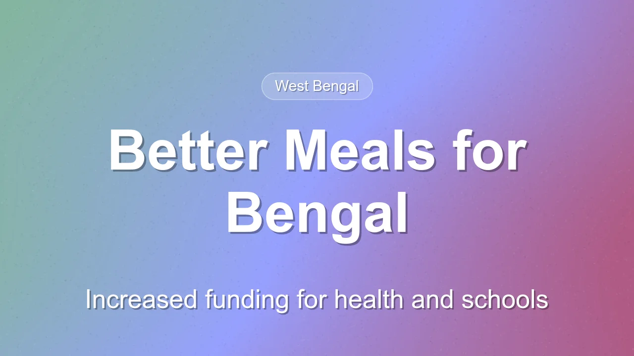 West Bengal Increases Hospital Diet and School Meal Budgets