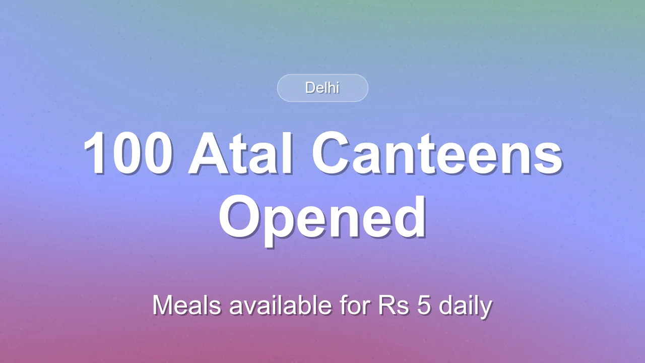 Delhi Expands Atal Canteens to 100 Locations