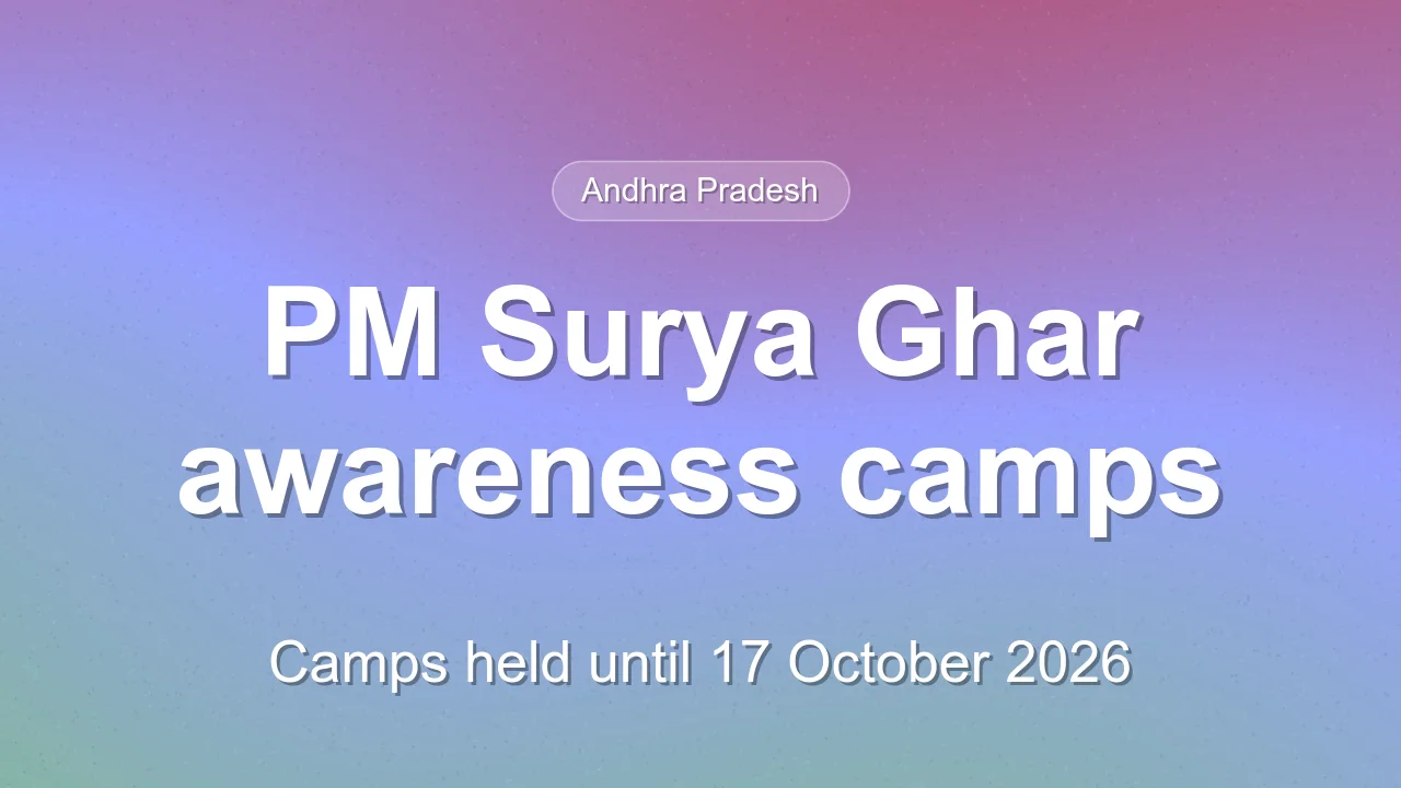 Seva Setu camps for PM Surya Ghar Muft Bijli Yojana held until 17 October 2026