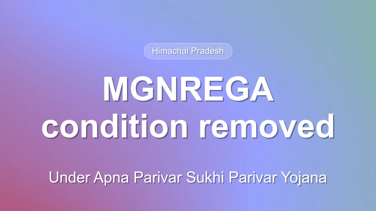 Sukhu removes one-day MGNREGA work condition under Apna Parivar Sukhi Parivar Yojana