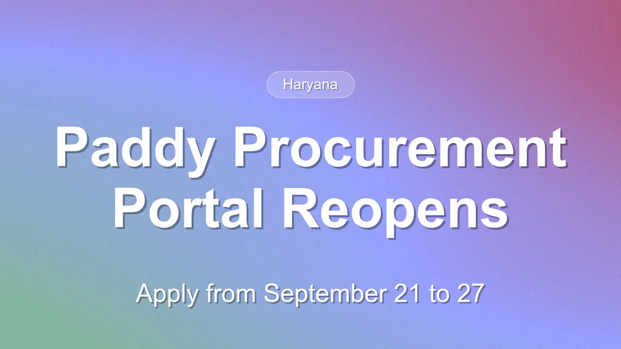 Haryana reopens Meri Fasal Mera Byora portal for paddy procurement from September 21 to 27