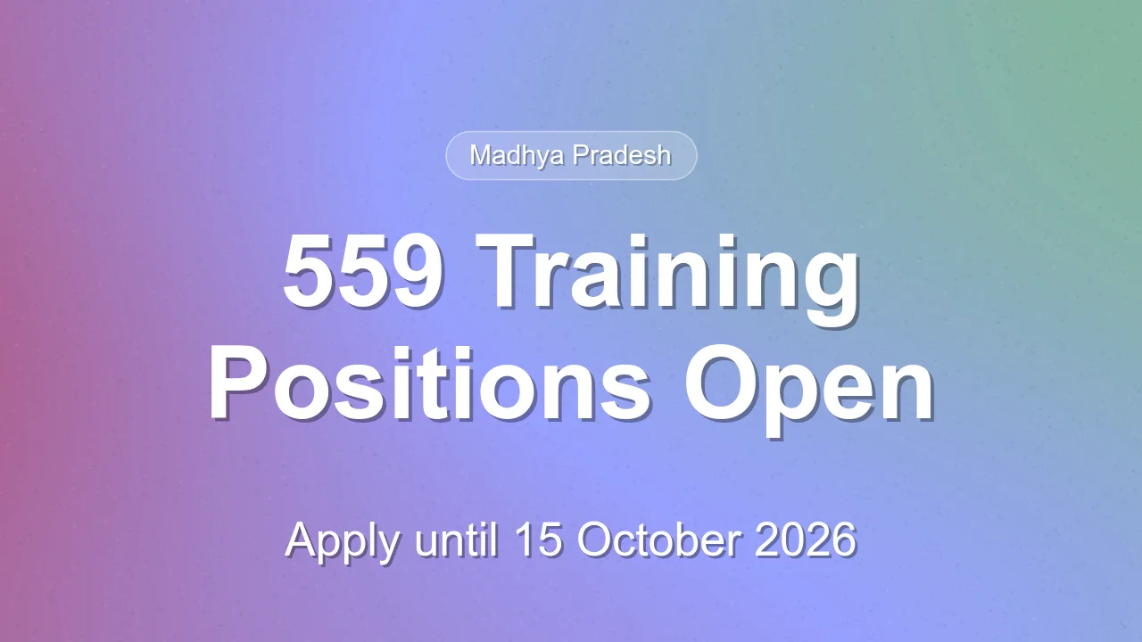 Seekho-Kamao Yojana: 559 Training Positions, Apply Until 15 October 2026