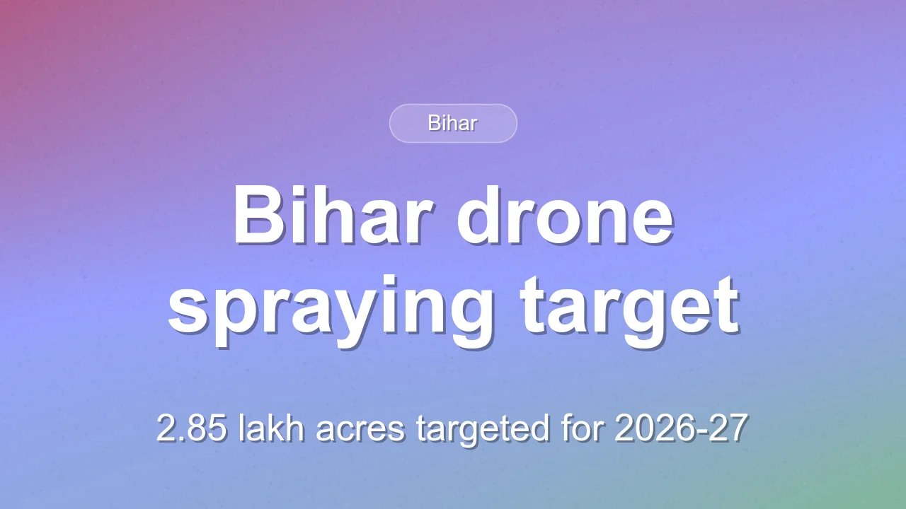 Bihar sets 2.85 lakh-acre target for drone-based crop spraying in 2026-27